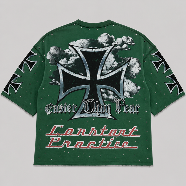 Light Gray First Row - New Paradigm Iron Faith Tee (Green)