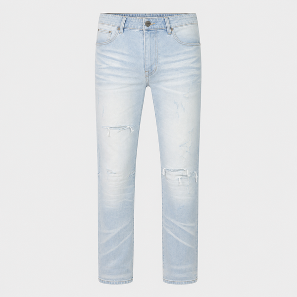 Lavender Smoke Rise - Heavy Whisker Effect Jeans (Kori Blue)