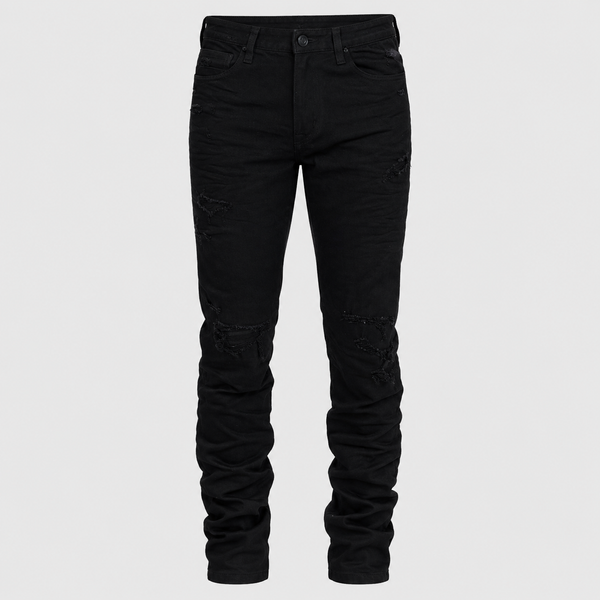 Black Smoke Rise - Slim Vintage Washed Jeans (Pit Black)