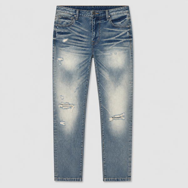 Dim Gray Smoke Rise - Vintage Washed Jeans (Segovia Blue)