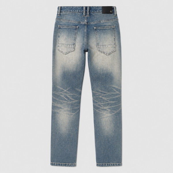 Dim Gray Smoke Rise - Vintage Washed Jeans (Segovia Blue)