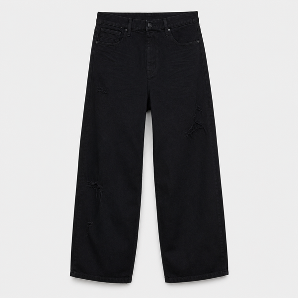 Black Smoke Rise - Baggy Vintage Washed Jeans (Pit Black)