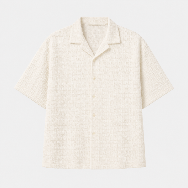 Lavender Purple - Terry Towel Camp Collar Shirt (White)