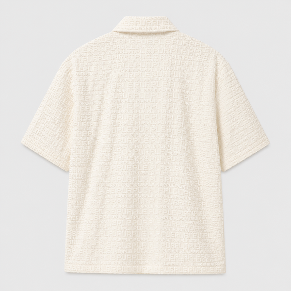 Lavender Purple - Terry Towel Camp Collar Shirt (White)