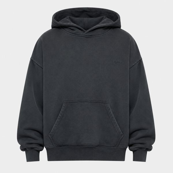 Dark Slate Gray Purple - Heavy Fleece Pullover Hoodie (Black)