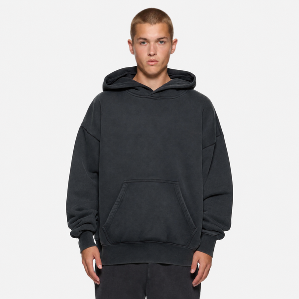 White Smoke Purple - Heavy Fleece Pullover Hoodie (Black)