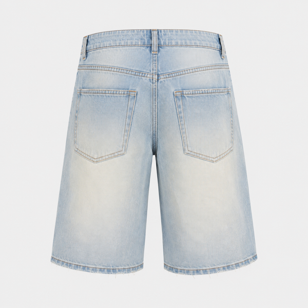 Gray Smoke Rise - Vintage Washed Denim Shorts (Speckle Blue)