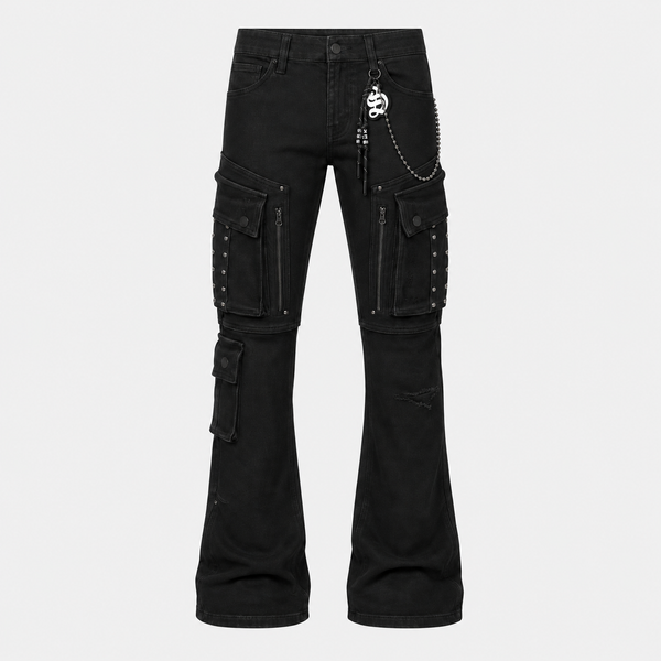 Black Smoke Rise - Utility Jean W/ Studs (Glow Black)
