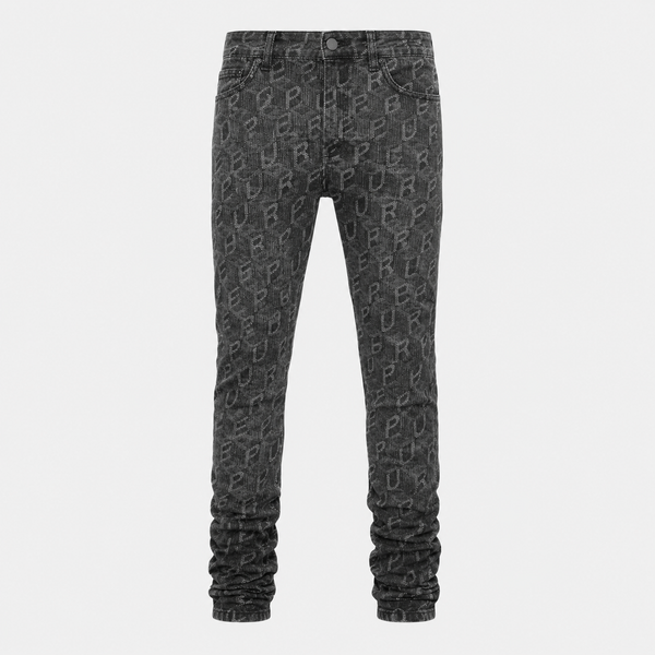 Purple - Skinny Printed Monogram Jeans (Black)