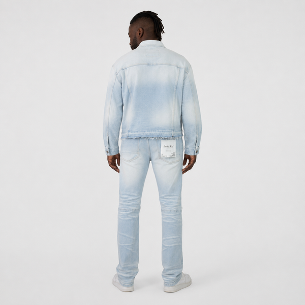 Lavender Smoke Rise - Heavy Whisker Effect Jeans (Kori Blue)