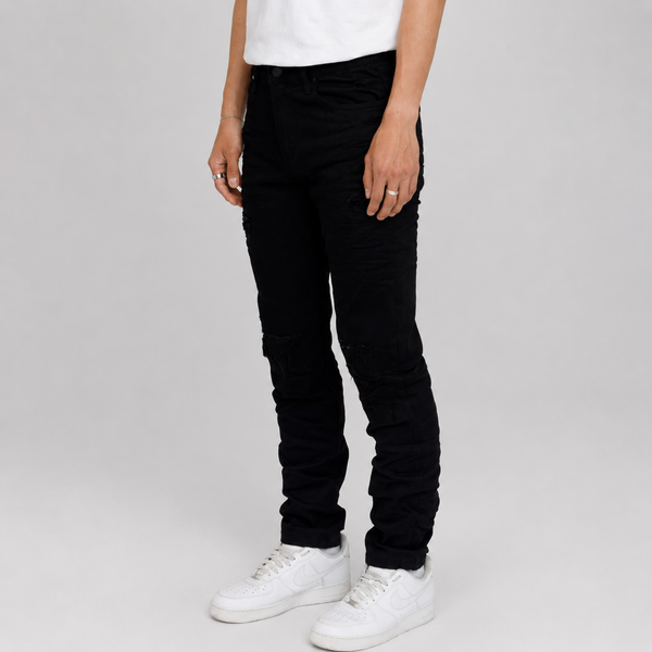 Black Smoke Rise - Slim Vintage Washed Jeans (Pit Black)