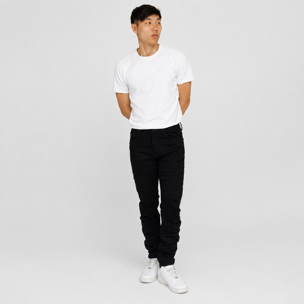 Lavender Smoke Rise - Slim Vintage Washed Jeans (Pit Black)