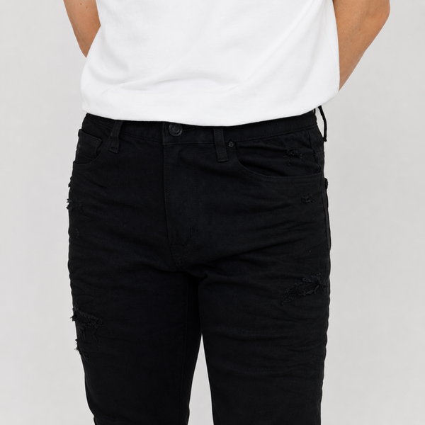 Black Smoke Rise - Slim Vintage Washed Jeans (Pit Black)