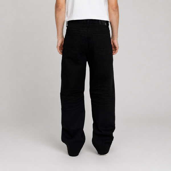 Black Smoke Rise - Baggy Vintage Washed Jeans (Pit Black)