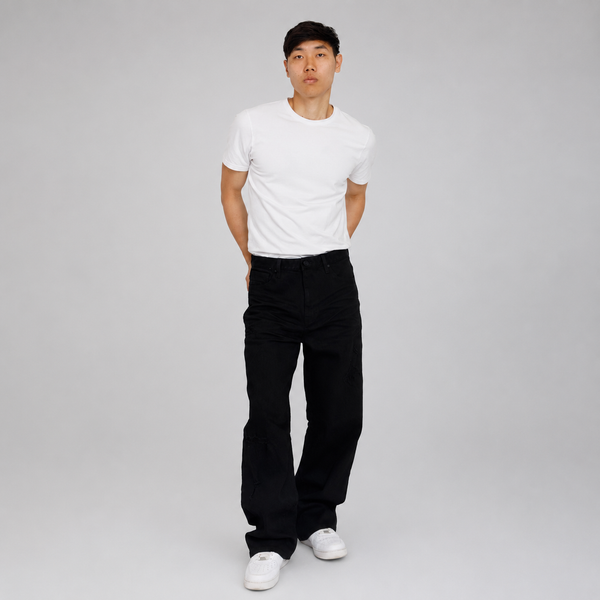 Gray Smoke Rise - Baggy Vintage Washed Jeans (Pit Black)