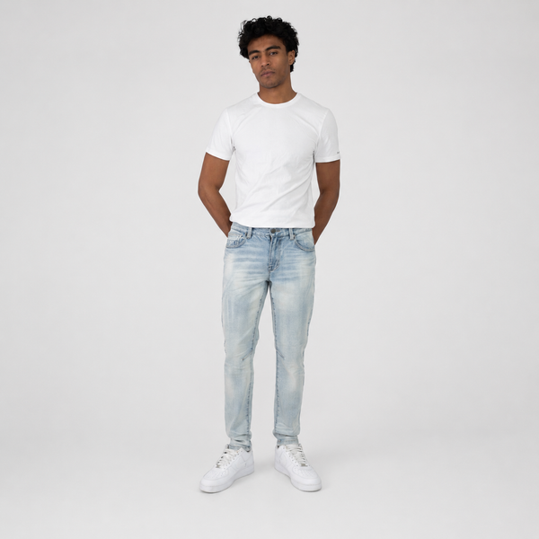 Lavender Smoke Rise - Slim Essential Dry Effect Washed Jeans (Majestic Blue)