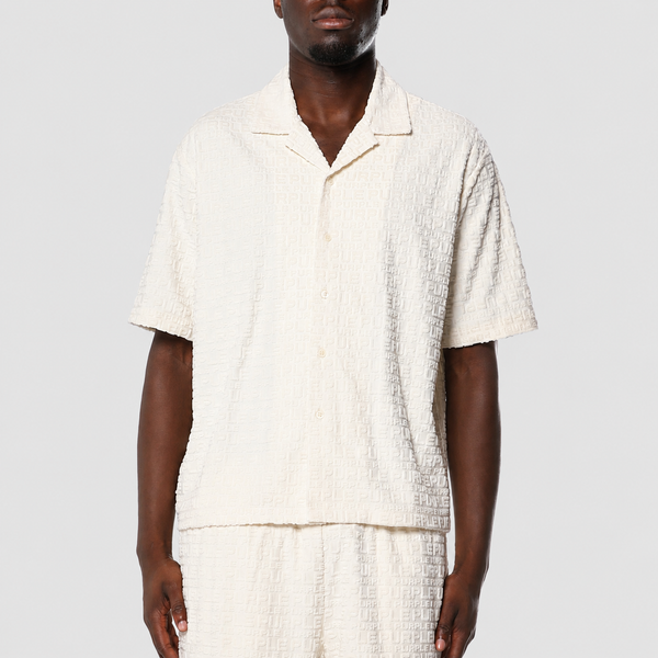 Lavender Purple - Terry Towel Camp Collar Shirt (White)