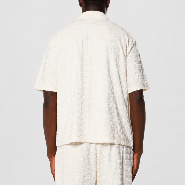 Lavender Purple - Terry Towel Camp Collar Shirt (White)