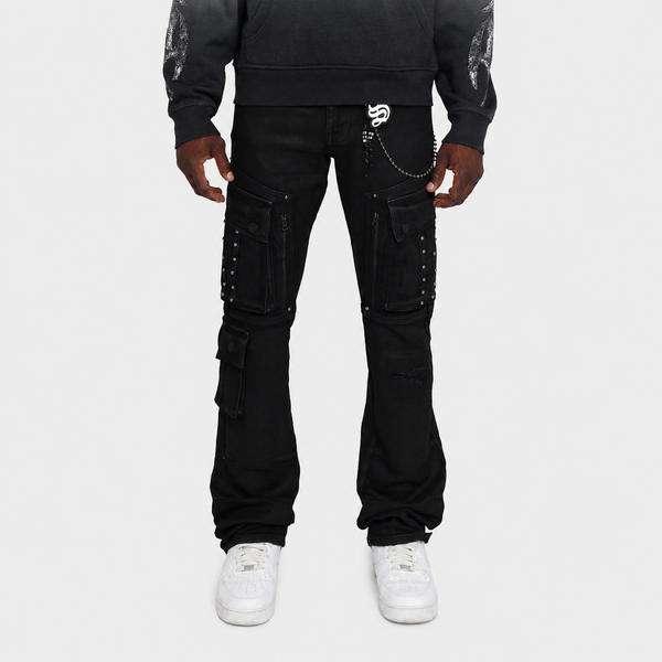 Lavender Smoke Rise - Utility Jean W/ Studs (Glow Black)