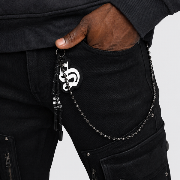 Black Smoke Rise - Utility Jean W/ Studs (Glow Black)