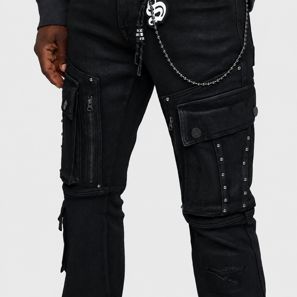 Black Smoke Rise - Utility Jean W/ Studs (Glow Black)