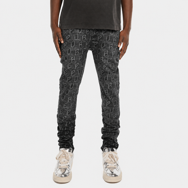 Purple - Skinny Printed Monogram Jeans (Black)