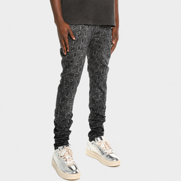 Purple - Skinny Printed Monogram Jeans (Black)