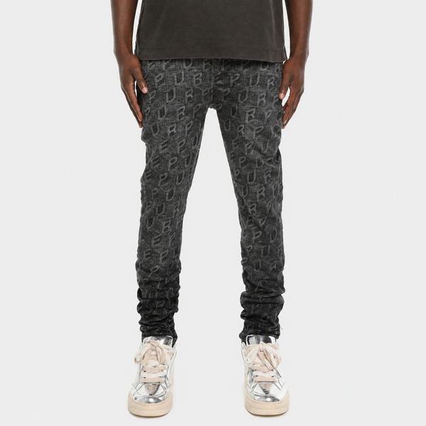 Purple - Skinny Printed Monogram Jeans (Black)