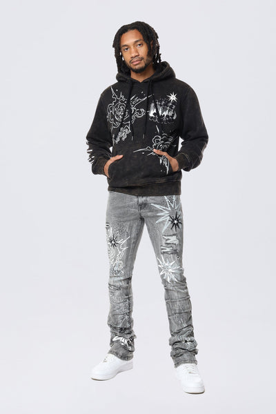 Smoke Rise - Rhinestone Dystopia Hoodie (Black)