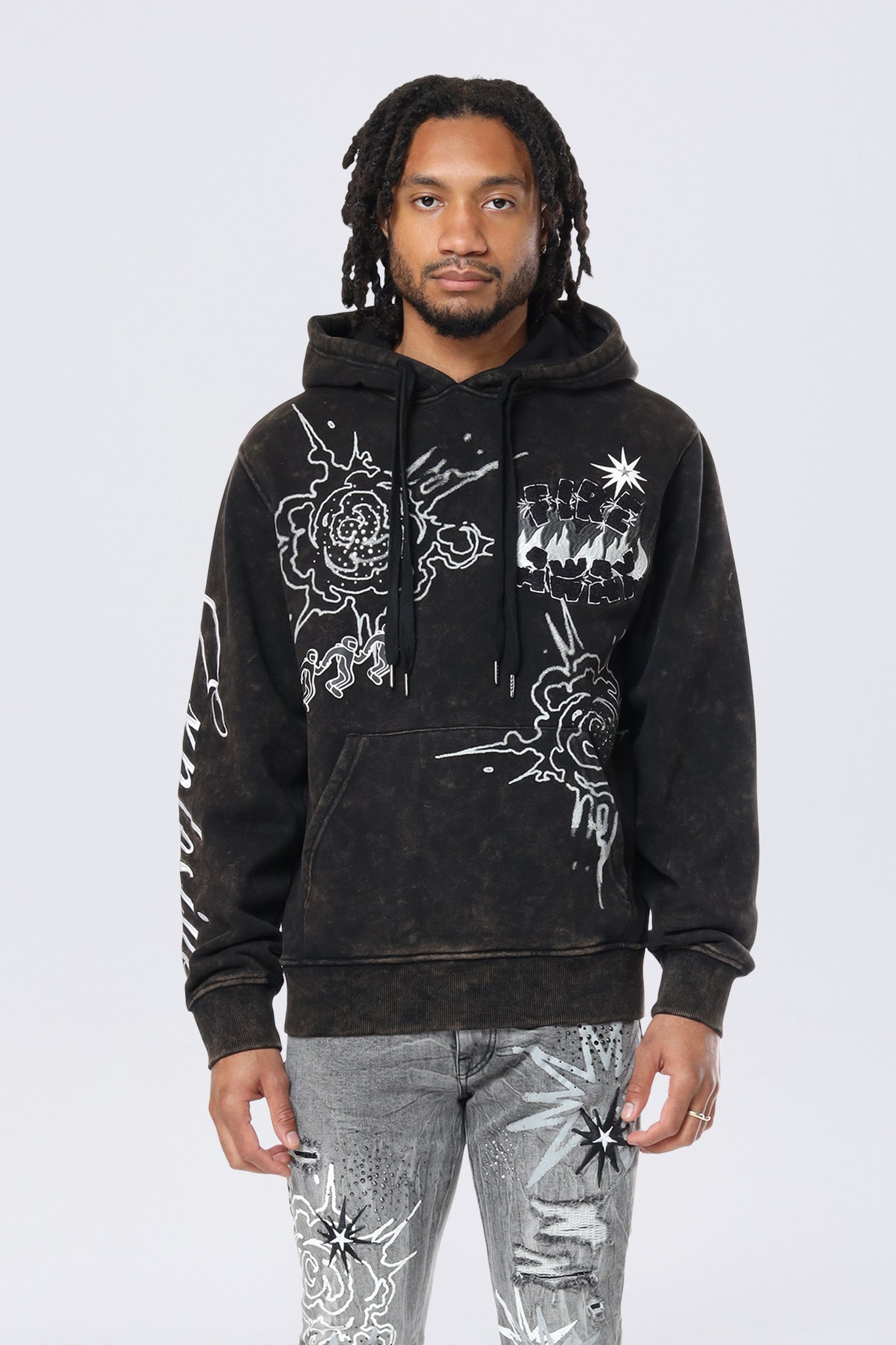 Smoke Rise - Rhinestone Dystopia Hoodie (Black)