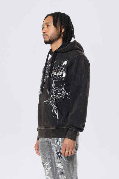 Smoke Rise - Rhinestone Dystopia Hoodie (Black)