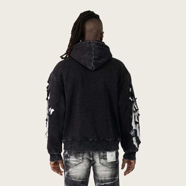 Black Smoke Rise - Racing Double Layer Hoodie (Black)