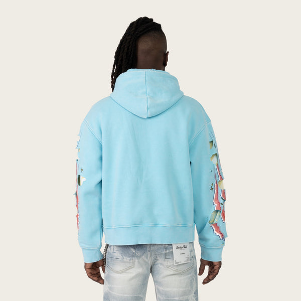 Lavender Smoke Rise - Racing Double Layer Hoodie (Sky Blue)