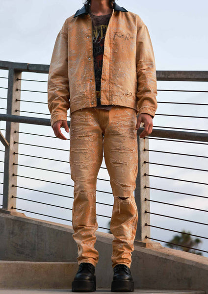 First Row - Allover Rhinestone Workwear Jacket (Wheat)