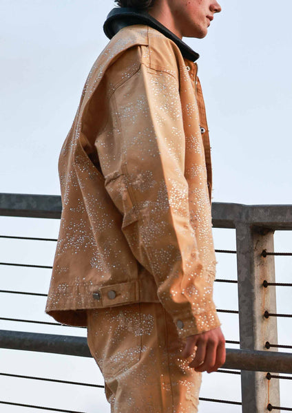 First Row - Allover Rhinestone Workwear Jacket (Wheat)