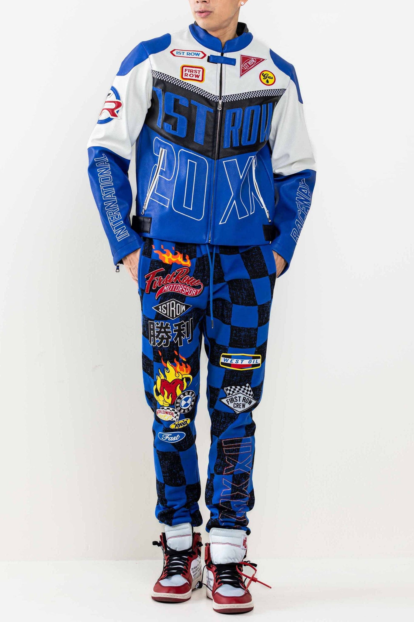 First Row - Leather Racing Jacket (Blue) – OCTANE