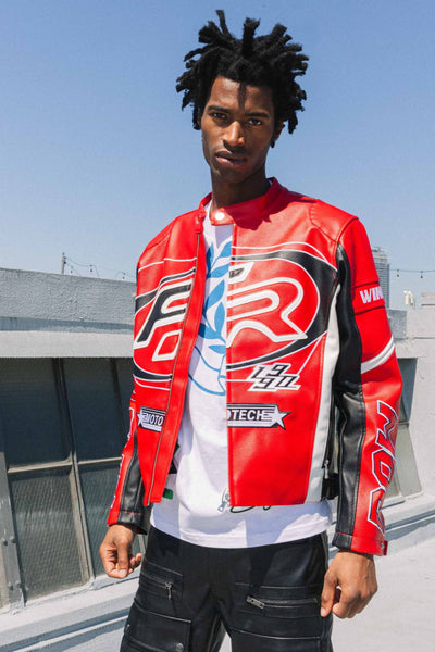 First Row - Leather Racing Jacket (Red)