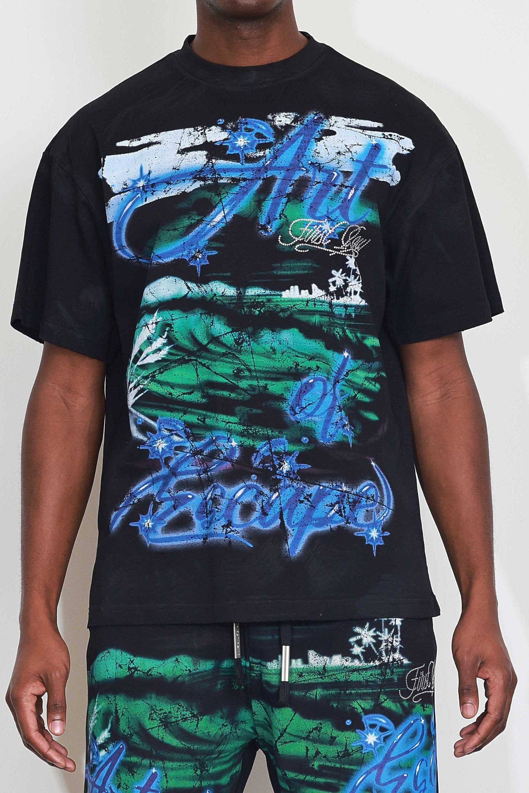 First Row - Art Of Escape Wave Tee (Black) – OCTANE