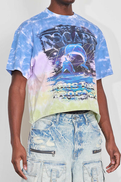 First Row - Art Of Escape Dolphins Cropped Tee (Tie Dye)