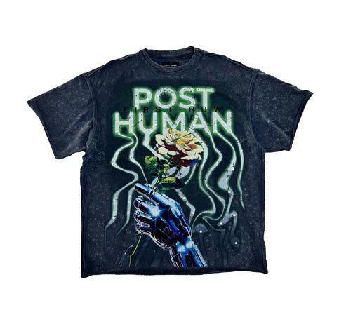 First Row - Post Human Soft Code Washed Tee (Dark Grey)