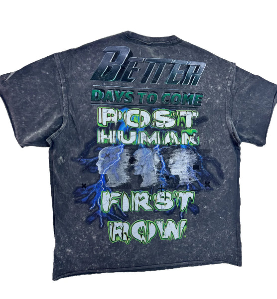 First Row - Post Human Soft Code Washed Tee (Dark Grey)