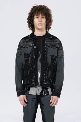 Smoke Rise - Color Flocked Denim Jacket (Dorset Black)