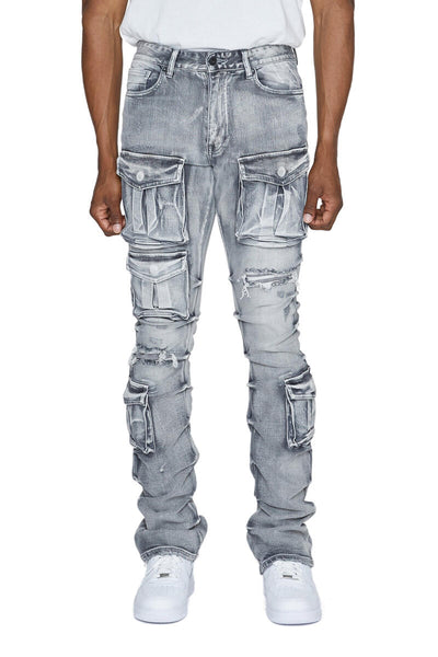 Smoke Rise - Utility Pocket Stacked Jeans (Union Grey)