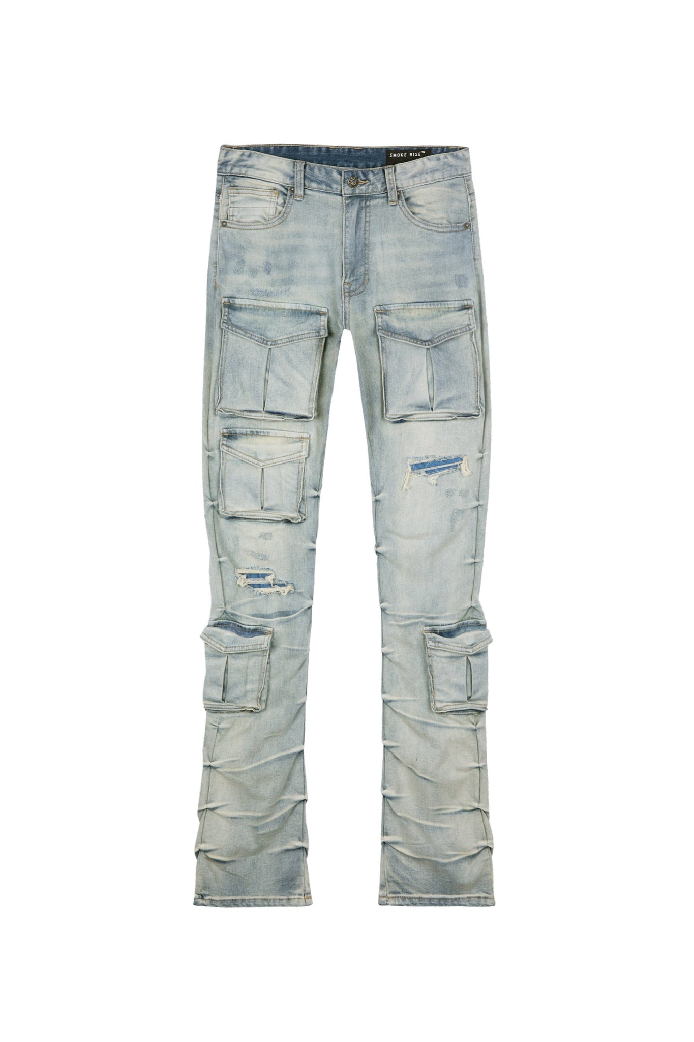 Smoke Rise - Utility Pocket Stacked Jeans (Industrial Blue) – Octane