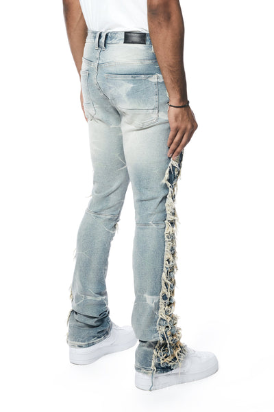 Smoke Rise - Frayed Stacked Jeans (Bergen Blue)