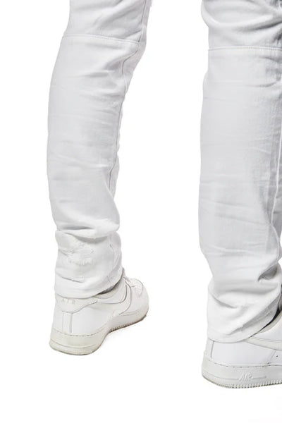 Smoke Rise - Vintage Washed Slim Fit Jeans (White)