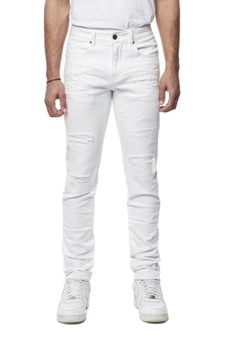 Smoke Rise - Vintage Washed Slim Fit Jeans (White)