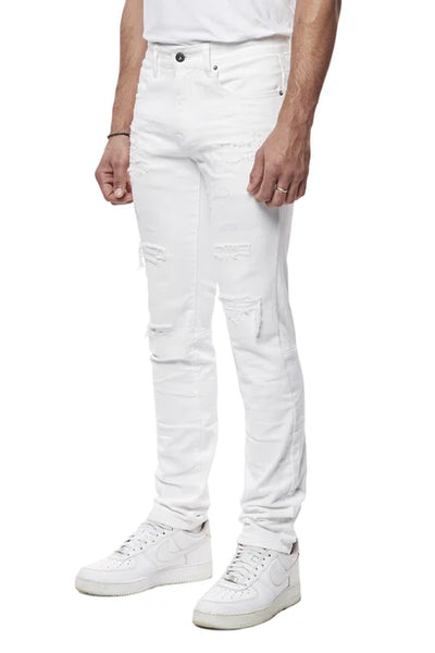 Smoke Rise - Vintage Washed Slim Fit Jeans (White)