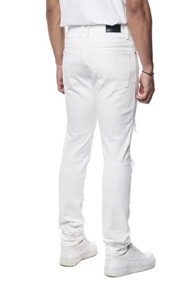 Smoke Rise - Vintage Washed Slim Fit Jeans (White)