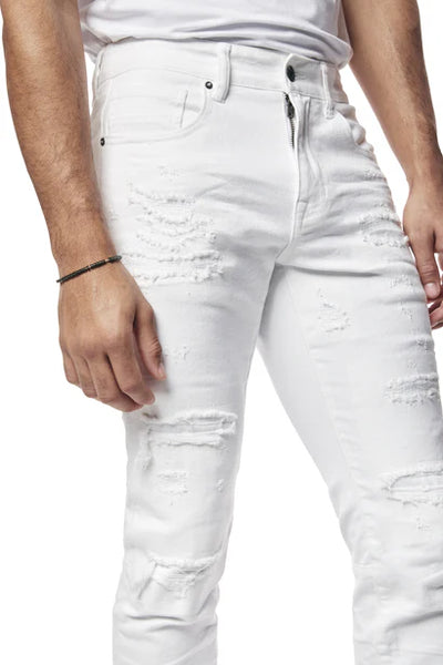 Smoke Rise - Vintage Washed Slim Fit Jeans (White)